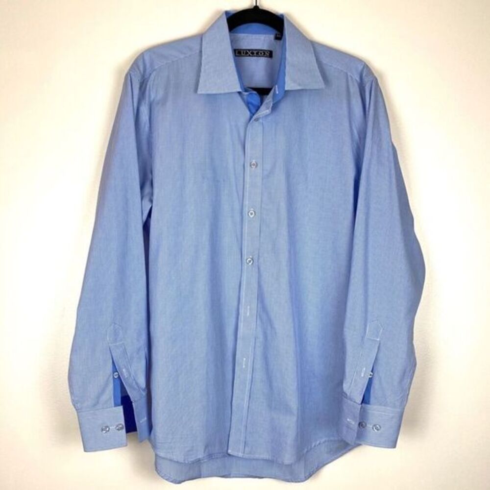 Luxton Mini Plaid Blue Dress Shirt Button Down